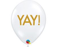 #BL Balon QL 11 cali RND przezroczysty z nadr. YAY!, 25 szt. KK