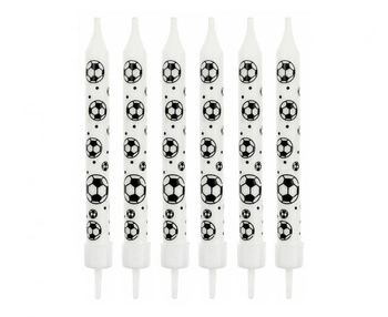 #SU Świeczki urodzinowe 6/6, "Piłki nożne (nadruk)" , z podstawkami