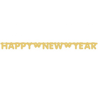 #DEGI Girlanda brokatowa "Happy New Year", złota, 160x11 cm KK