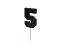 Świeczka urodzinowa Cyferka 5, 6 cm, czarny