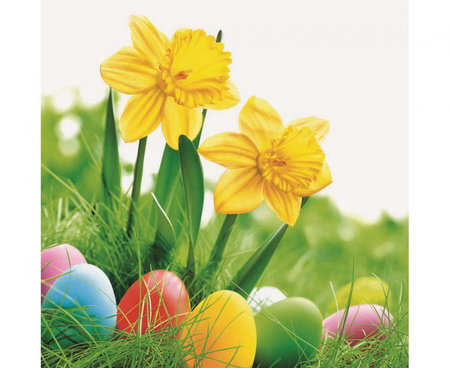 #ZSE Serwetki DAISY Lunch SD, Wielkanoc, 33x33 cm, Żonkile, jajka wielkanocne, 20 szt.