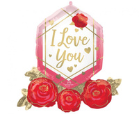 #BFK Balon foliowy Super Shape "I Love You Gem And Roses", 76 cm x 71 cm, pakowany