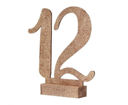 #DEI Numery na stoliki brokatowe Botanics, drewniane, różowo-złote, 12x15 cm, cyfry 1-12