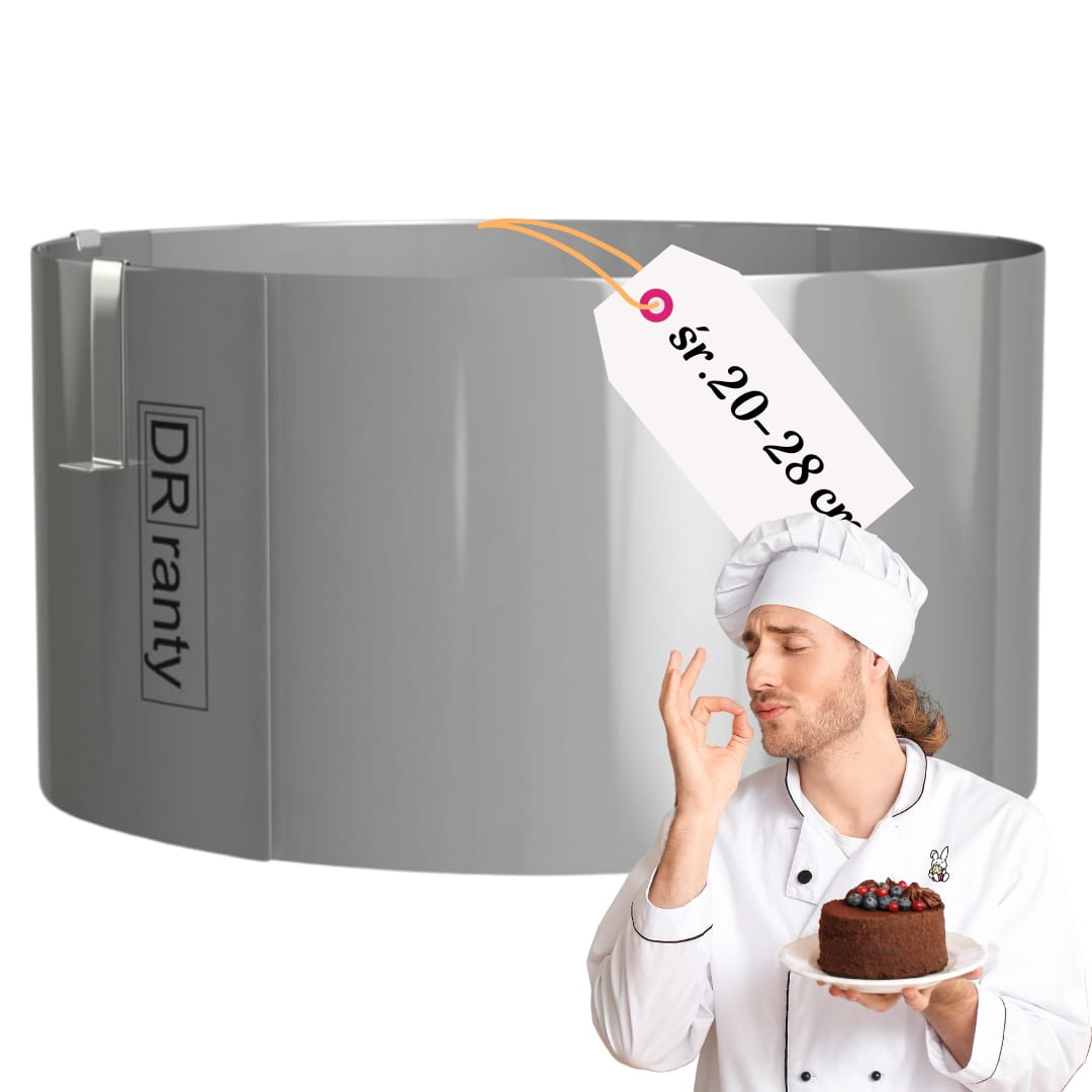 Regulowany rant do tortów o wysokości 12 cm i średnicy 20-28 cm