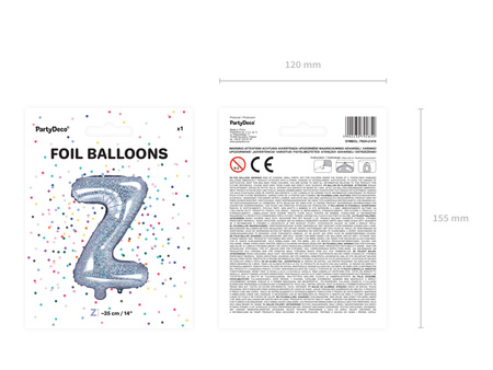 Balon foliowy Litera ''B'', 35cm, holograficzny