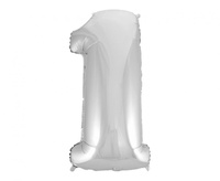 #BFC51 Balon foliowy B&C Cyfra 1, srebrna, 92 cm AA