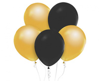 #BL Balony B&C mix: metaliki złote i pastelowe czarne, 12"/ 50 szt.