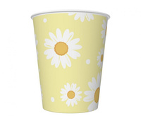 #ZTA_GD Kubeczki papierowe, żółte, stokrotki, 250 ml, 6 szt.