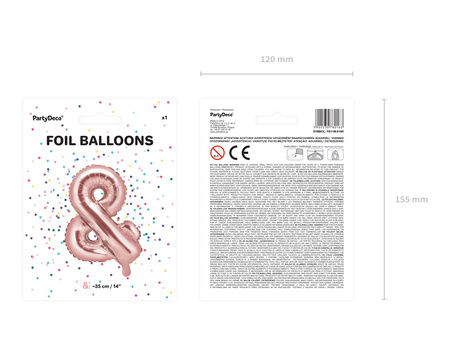 Balon foliowy &, 35cm, różowe złoto