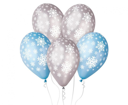 #BL Balony Premium "Płatki śniegu", metaliczne, 12" / 5 szt. KK