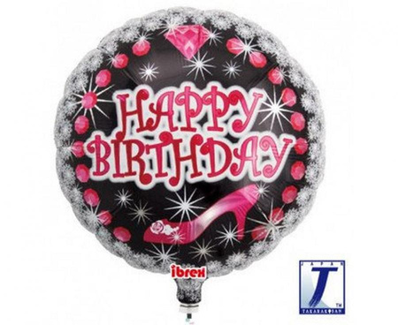 #BFK Balon Ibrex Hel, okrągły 14", Happy Birthday Heel&Diamond, packed