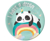 #ZTA_GD Talerzyki pap. Rozmarzona Panda, 18 cm, 6 szt.