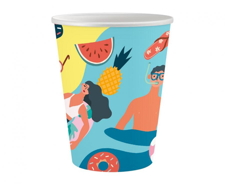 #ZKU_GD Kubeczki pap. Kolekcja Summer - Let''''s Party (beach), 250 ml/ 6 szt. KK