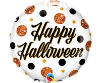 #BFK Balon foliowy 18 cali QL RND Happy Halloween,  groszki KK