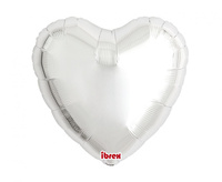 #BFK Balon Ibrex Hel, serce 14", Metallic Silver, 5 szt.