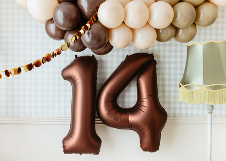 Stojący balon foliowy cyfra ''1'', 84 cm, jasny krem