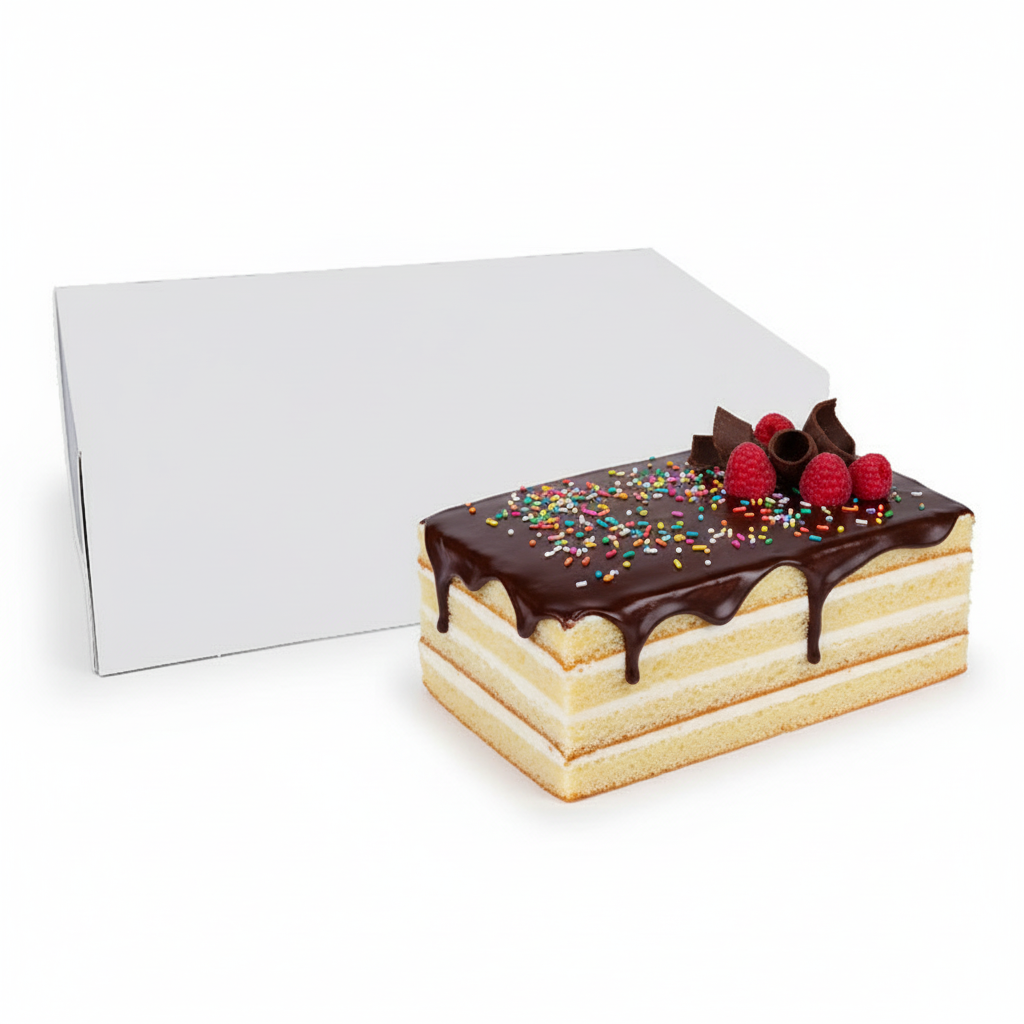 Pudełko na ciasto 16,5x11x8 cm białe – widok rozłożonego opakowania