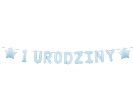 #DEGI Girlanda papierowa "1 URODZINY", niebieska, 1,5 m.