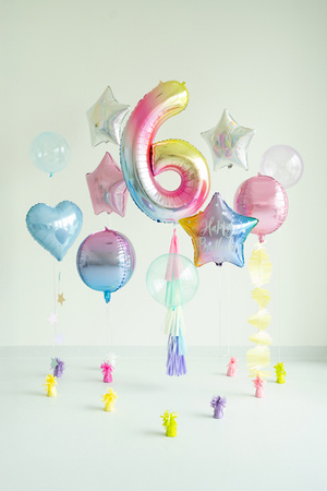 Balon foliowy Cyfra ''6'', 86cm, pastelowy tęczowy