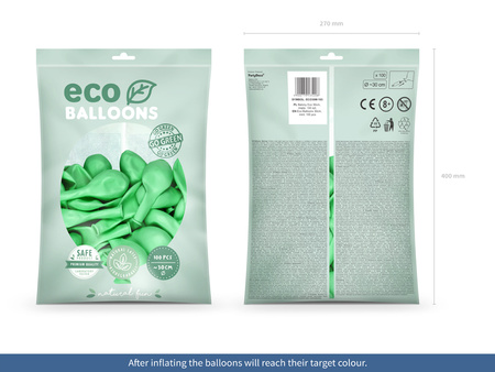 Balony Eco 30cm metalizowane, jasny niebieski (1 op. / 100 szt.)