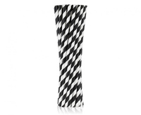 #ZSŁ Rurki (słomki) pap. czarne paski, 6x197 mm / 250 szt.