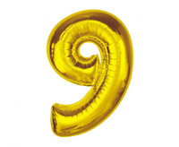 #BFC40 Balon foliowy Smart, cyfra 9, złota, 92 cm  KK