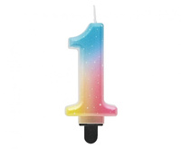 #SC13 Świeczka cyferka 1, ombre, pastelowa, 8 cm KK