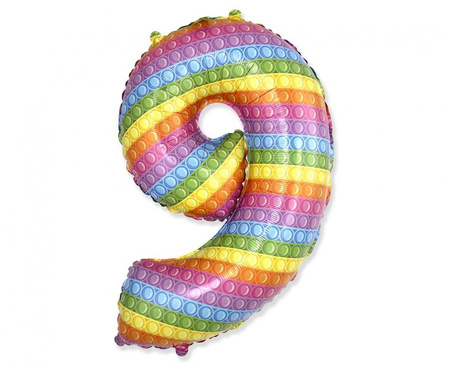 #BFK Balon foliowy FX - Number 9" POP IT 69" cm KK, niepakowany