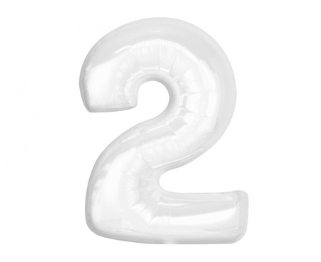#BFC24 Balon foliowy B&C, cyfra 2, biała, 92 cm KK (na powietrze)
