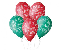 #BL Balony Premium "Wesołych Świąt", czerwone i zielone, 12" / 5 szt.