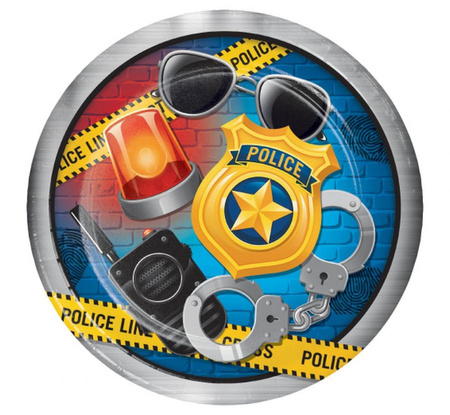 #ZTA Talerzyki papierowe, POLICE PARTY, 22,2 cm, 8 szt.