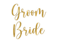 Naklejki na kieliszki ''Bride & Groom'', złoty (1 op. / 2 szt.)