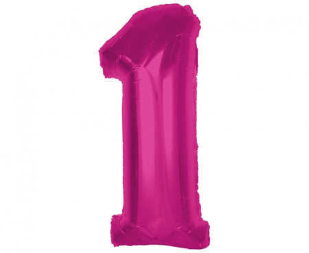 #BFC36 Balon foliowy Smart, cyfra 1, różowa, 92 cm  KK