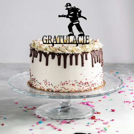 Topper na tort STRAŻAK STRAŻ POŻARNA GRATULACJE