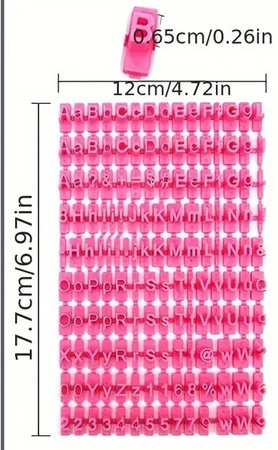 Szablon stempel do dekoracji z masy cukrowej LITERKI + LISTWA DUŻE 
