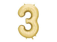 Balon foliowy Cyfra '3', 86cm, złoty