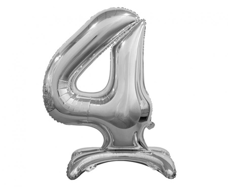 #BFC5 Balon foliowy B&C Cyfra stojąca 4, srebrna, 74 cm