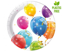 #ZTA Talerzyki papierowe Sparkling Balloons, next generation, 23 cm, 8 szt. (plastic-free) (papier FSC)
