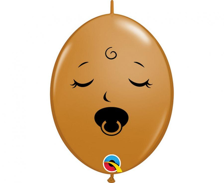 #BL Balon QLink 6" Buźka ze smoczkiem, brązowy / 50 szt. KK