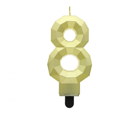 #SC21 Świeczka cyferka 8 - Diament, metalik złoty, 7.6 cm