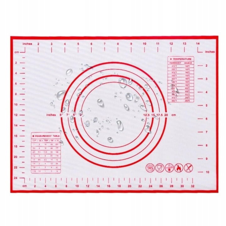 Silikonowa mata do ciasta z podziałką - zbliżenie na podziałkę i strukturę powierzchni