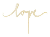 Topper drewniany Love, 16cm PartyDeco