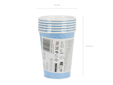 Kubeczki papierowe, jasny niebieski, 250ml (1 op. / 6 szt.)