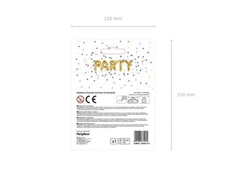 Balon foliowy Litera ''F'', 35cm, złoty