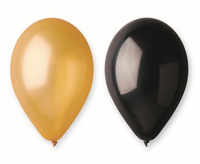 #BL Balony Metalik, złote i czarne, 10 cali/ 5 szt.