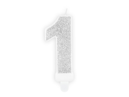 Świeczka urodzinowa Cyferka 4, srebrny, 7cm