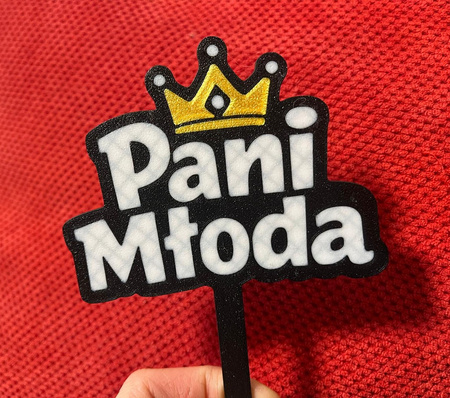 Topper na tort 15x12 cm PANI MŁODA WIECZÓR PANIEŃSKI