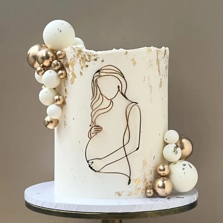 Linearny decor topper na bok tortu KOBIETA W CIĄŻY BABY SHOWER 