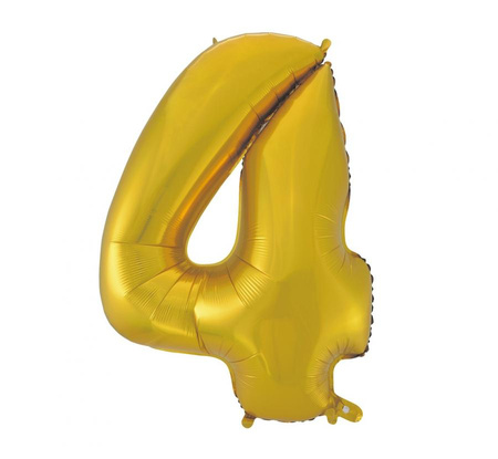 #BFC45 Balon foliowy B&C "Cyfra 4", złota, matowa, 92 cm KK