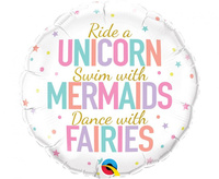 #BFK Balon foliowy 18 cali  QL RND Unicorn, Mermaids, Fairies KK